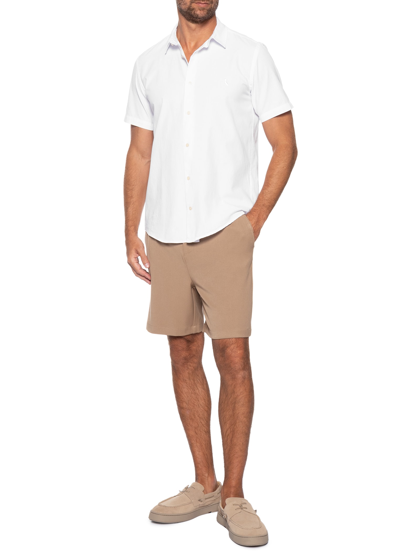 Camisa Masculina Casual Manga Curta Nova Paraty Branco Reserva