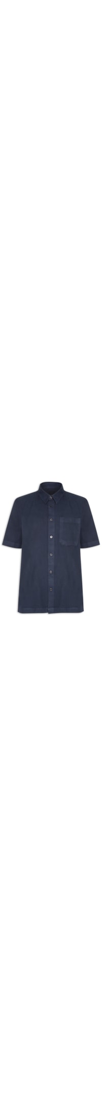 Camisa Masculina Casual Manga Curta Over Cotton Linen Used - Azul
