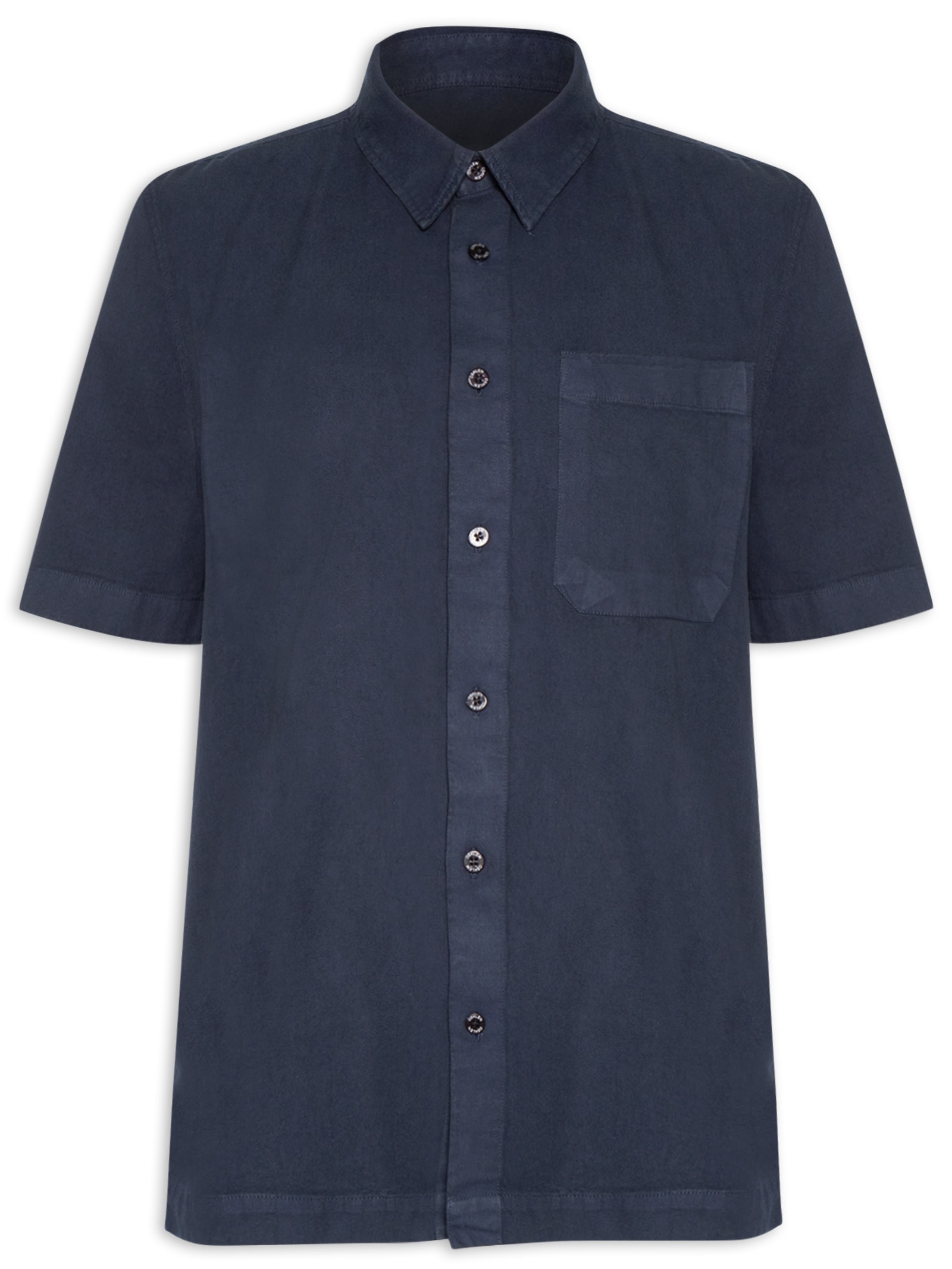 Camisa Masculina Casual Manga Curta Over Cotton Linen Used Azul Osklen