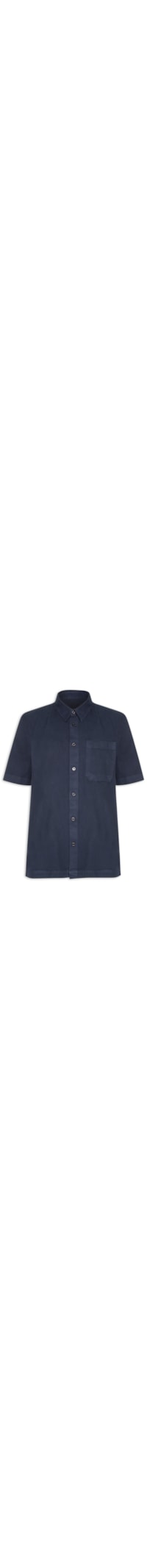 Camisa Masculina Casual Manga Curta Over Cotton Linen Used - Azul