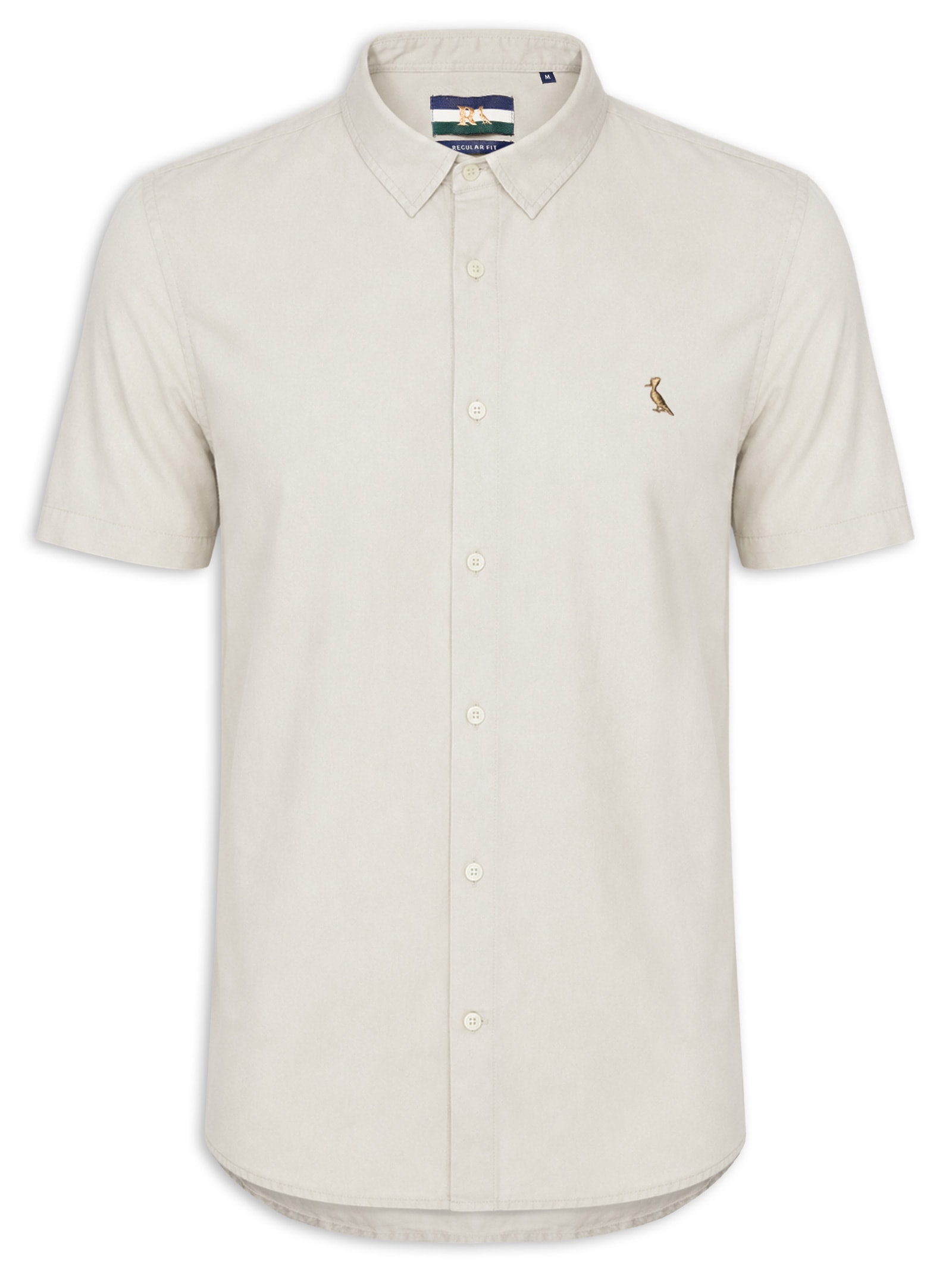 Camisa Masculina Casual Manga Curta Paraty Contraste Bege Reserva