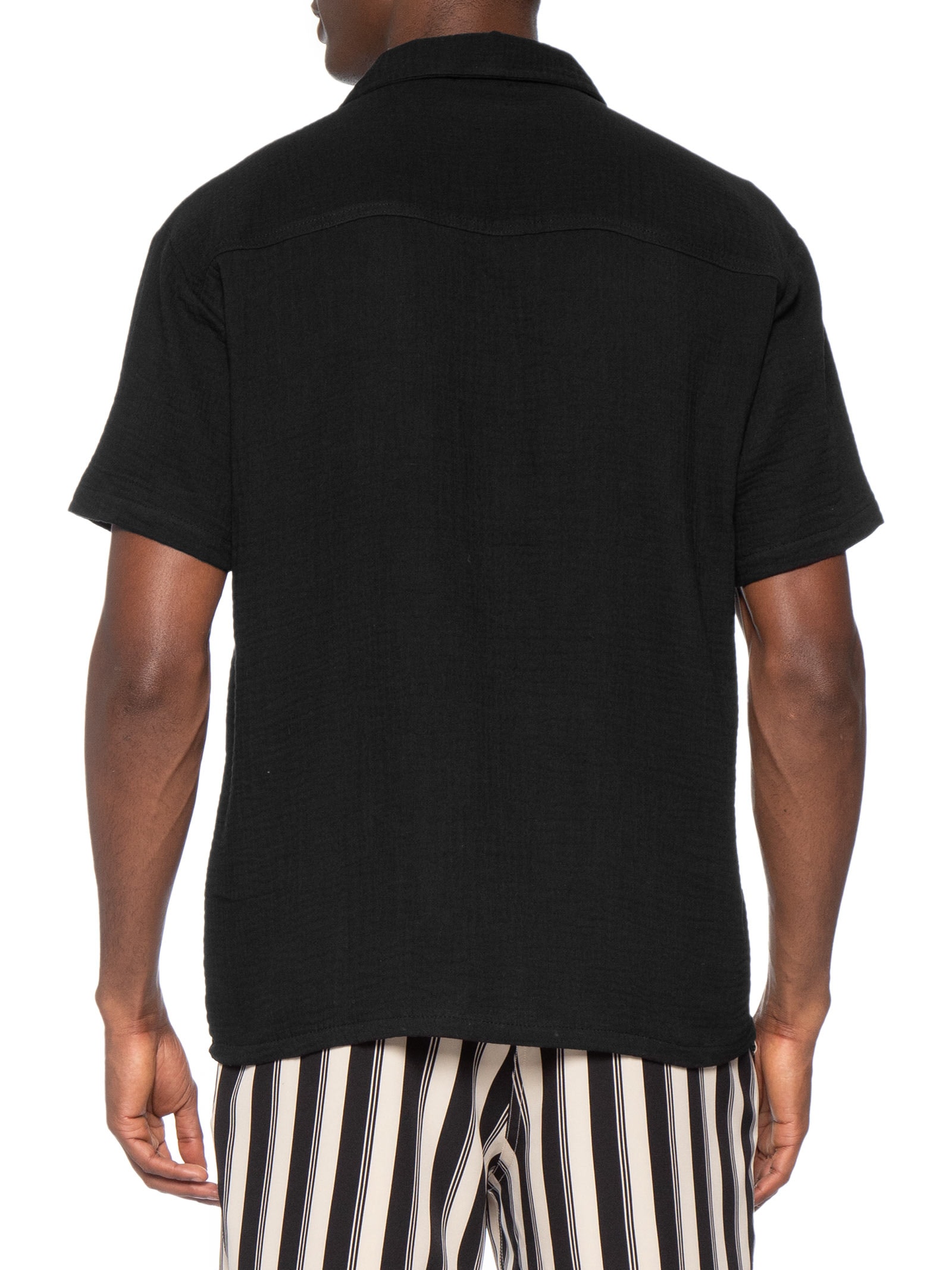 Camisa Masculina Casual Manga Curta Preto Basiq Men