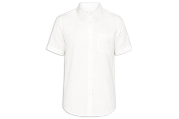 Camisa Masculina Casual Manga Curta Texture Color - Off White