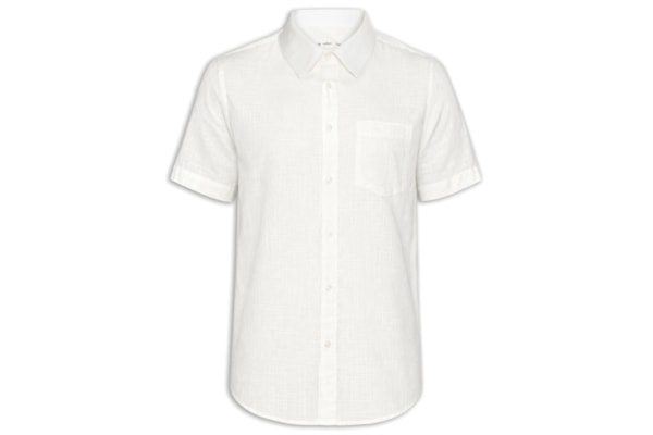 Camisa Masculina Casual Manga Curta Texture Color - Off White