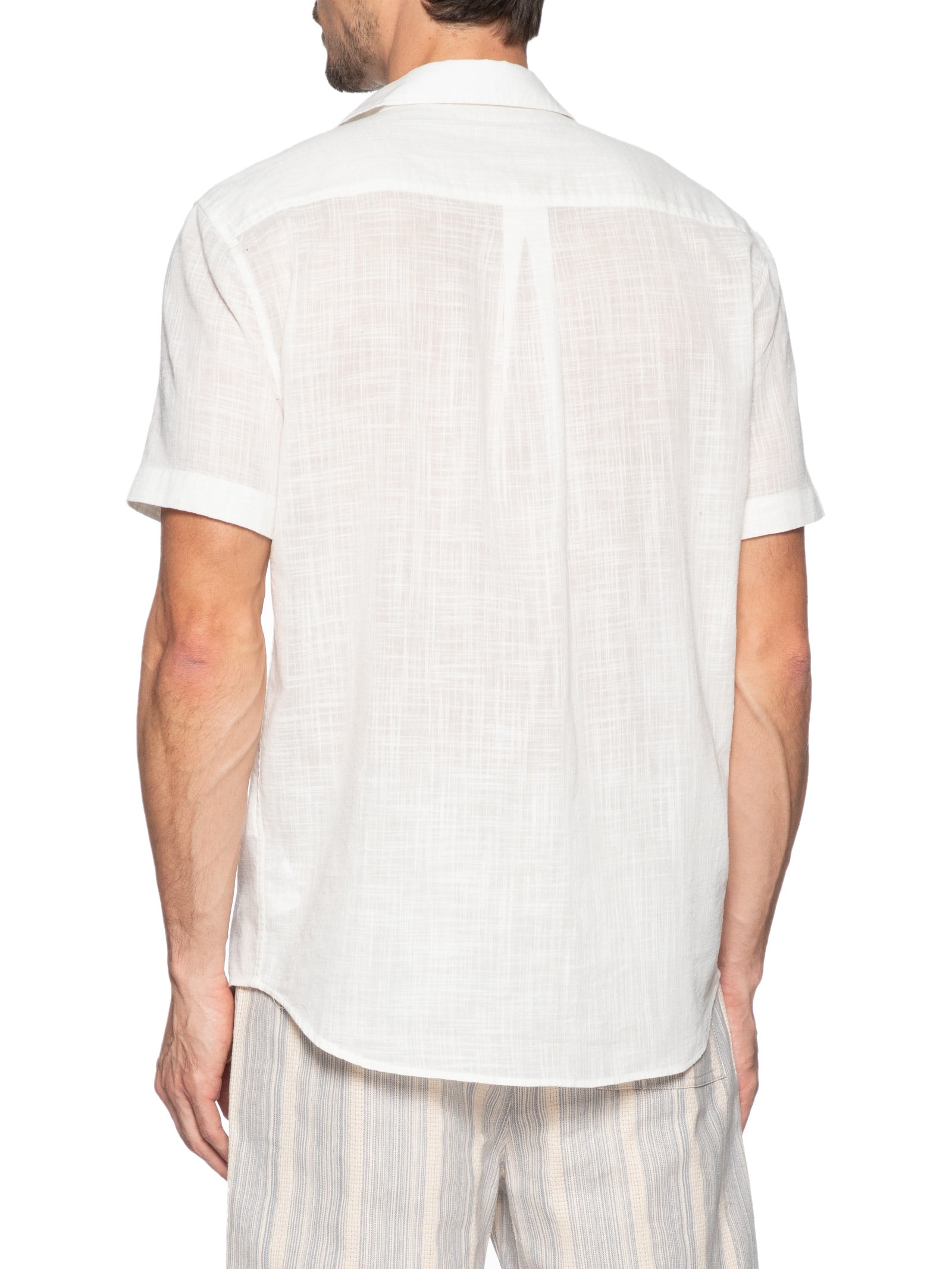 Camisa Masculina Casual Manga Curta Texture Color Off White Osklen