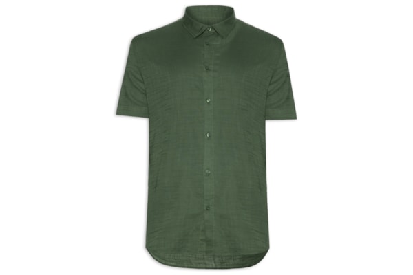 Camisa Masculina Casual Manga Curta Texture Color – Verde