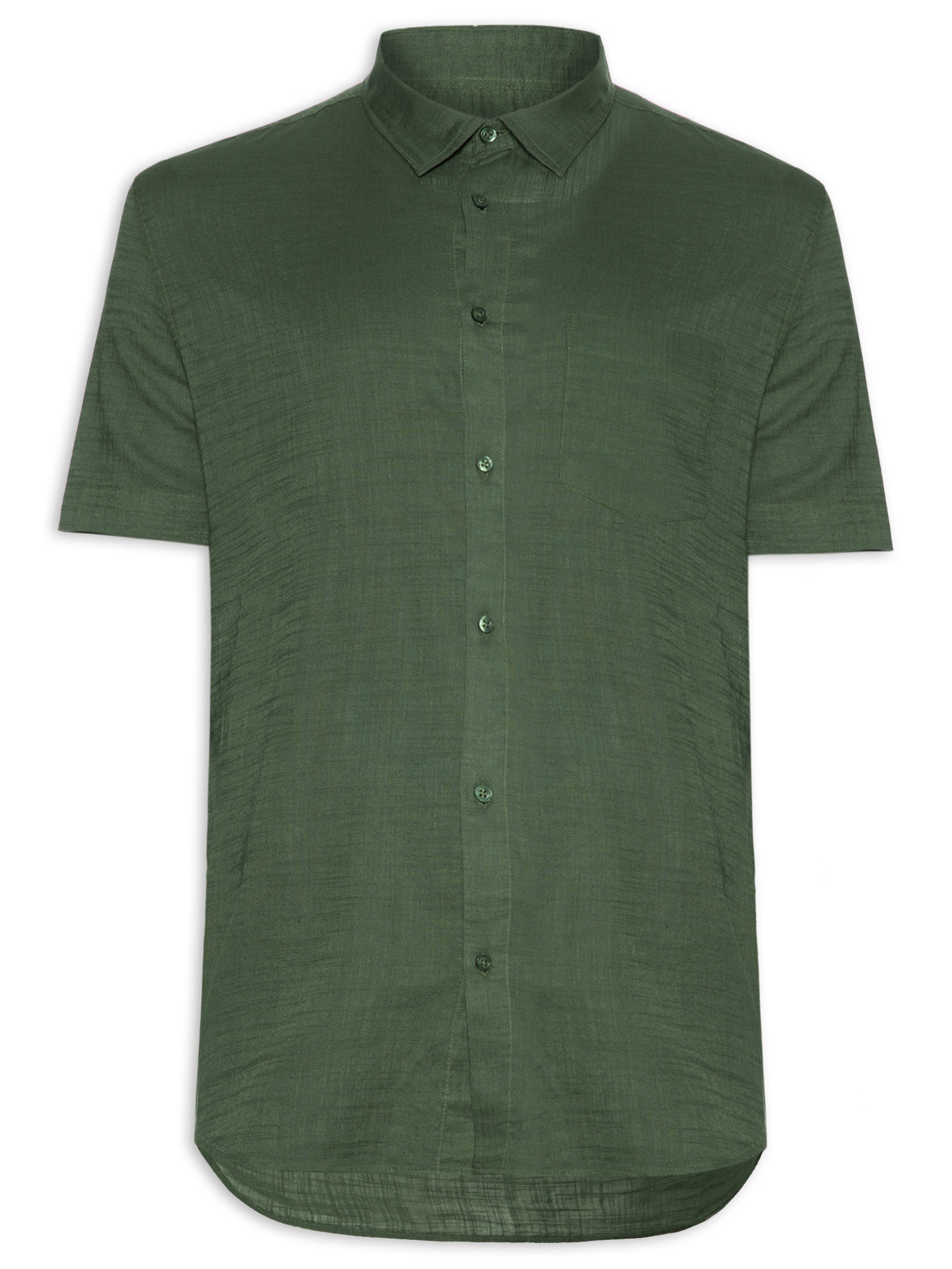 Camisa Masculina Casual Manga Curta Texture Color – Verde Osklen