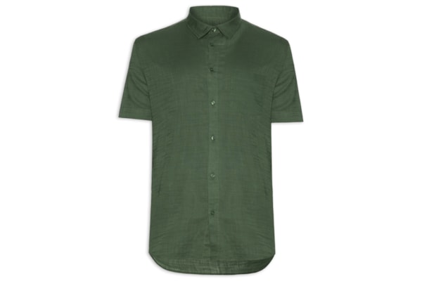 Camisa Masculina Casual Manga Curta Texture Color – Verde