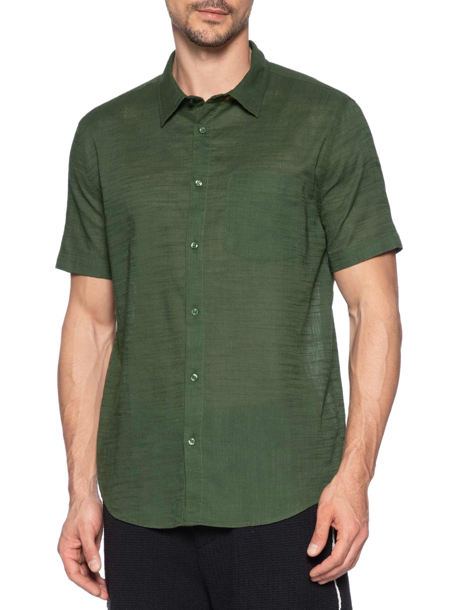 Camisa Masculina Casual Manga Curta Texture Color – Verde Osklen