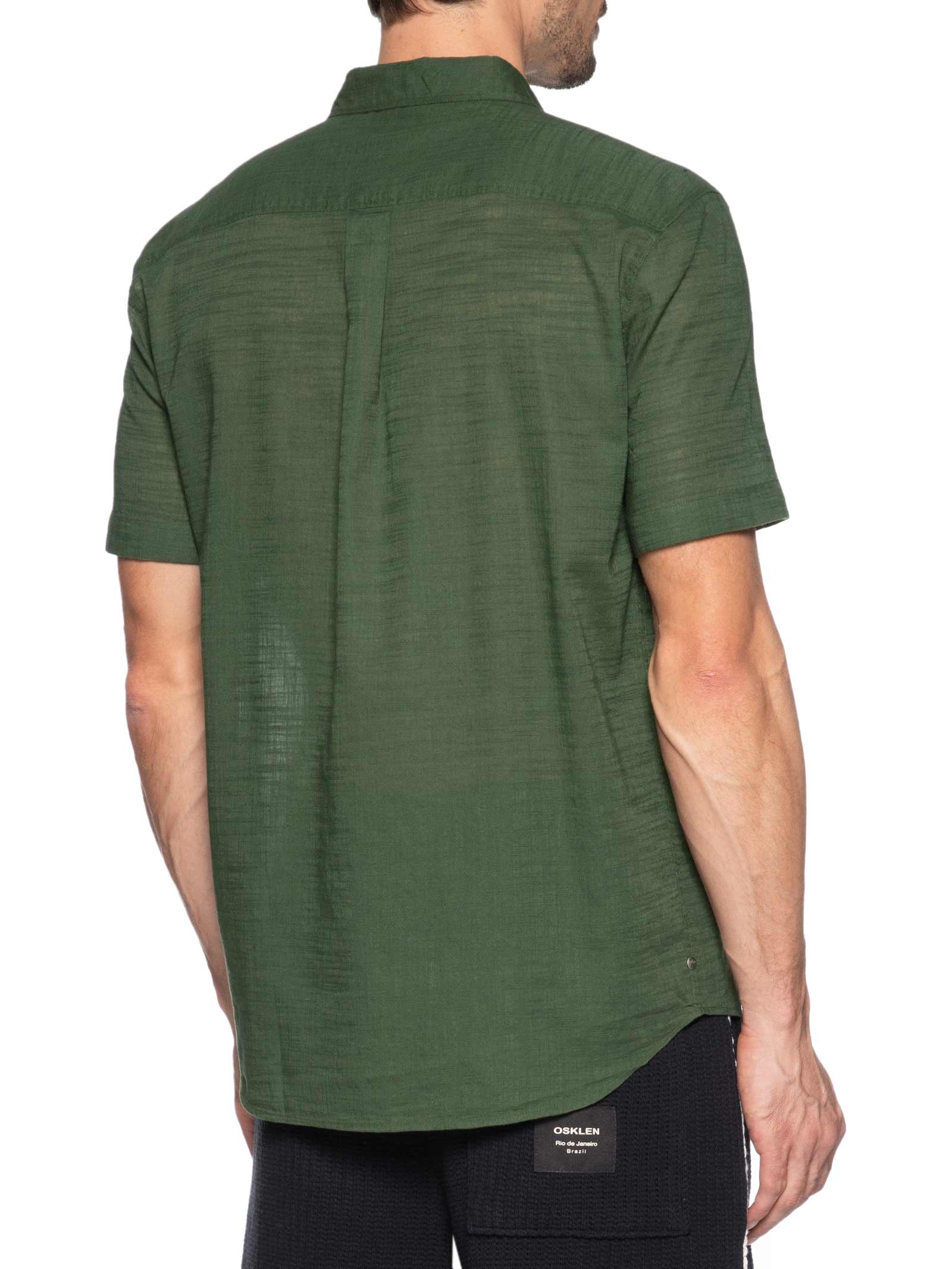 Camisa Masculina Casual Manga Curta Texture Color – Verde Osklen