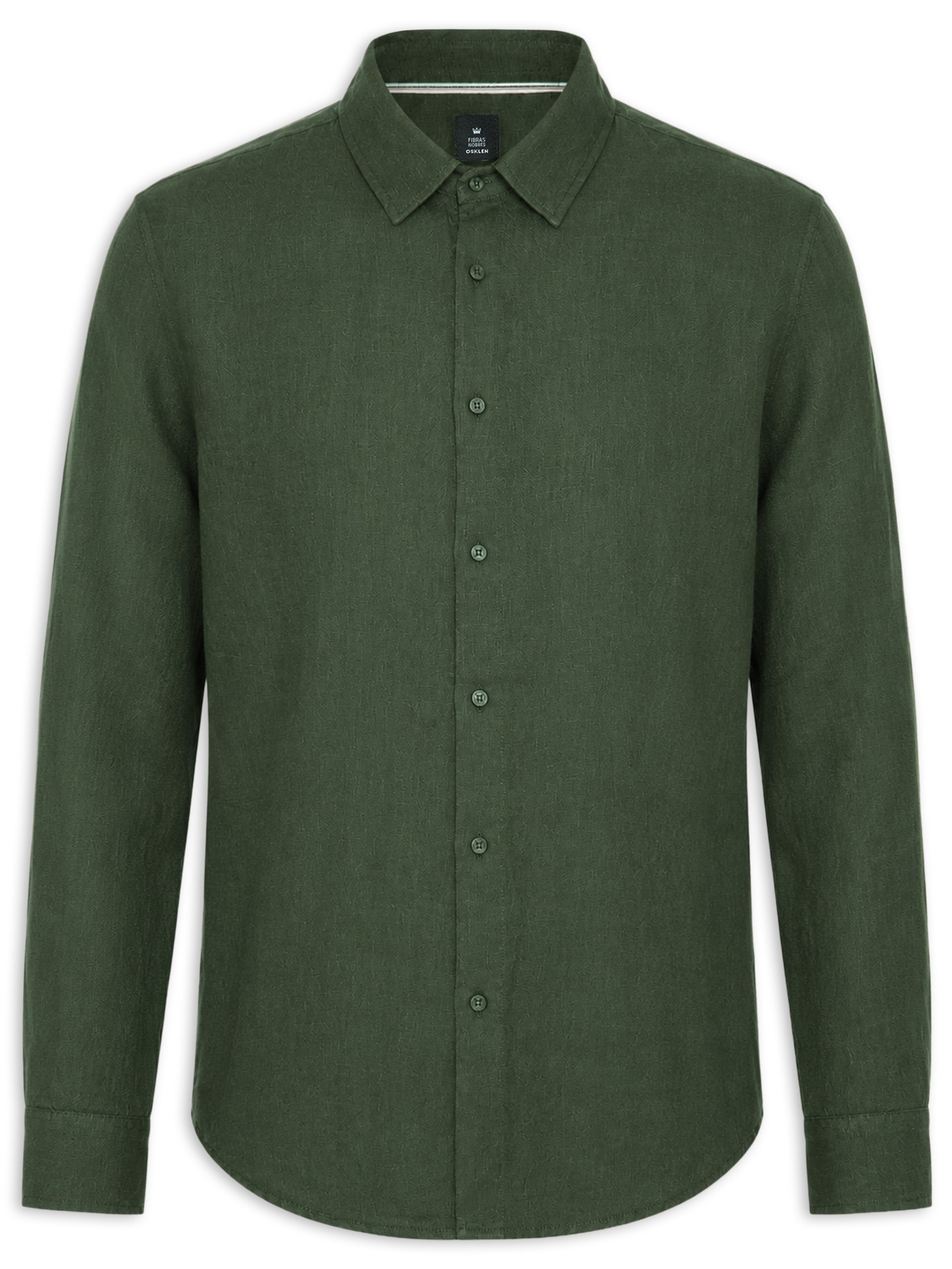 Camisa Masculina Casual Manga Longa Classic Linen Color Verde Osklen