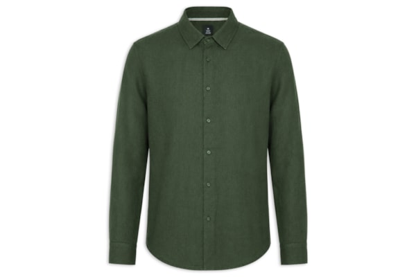 Camisa Masculina Casual Manga Longa Classic Linen Color - Verde