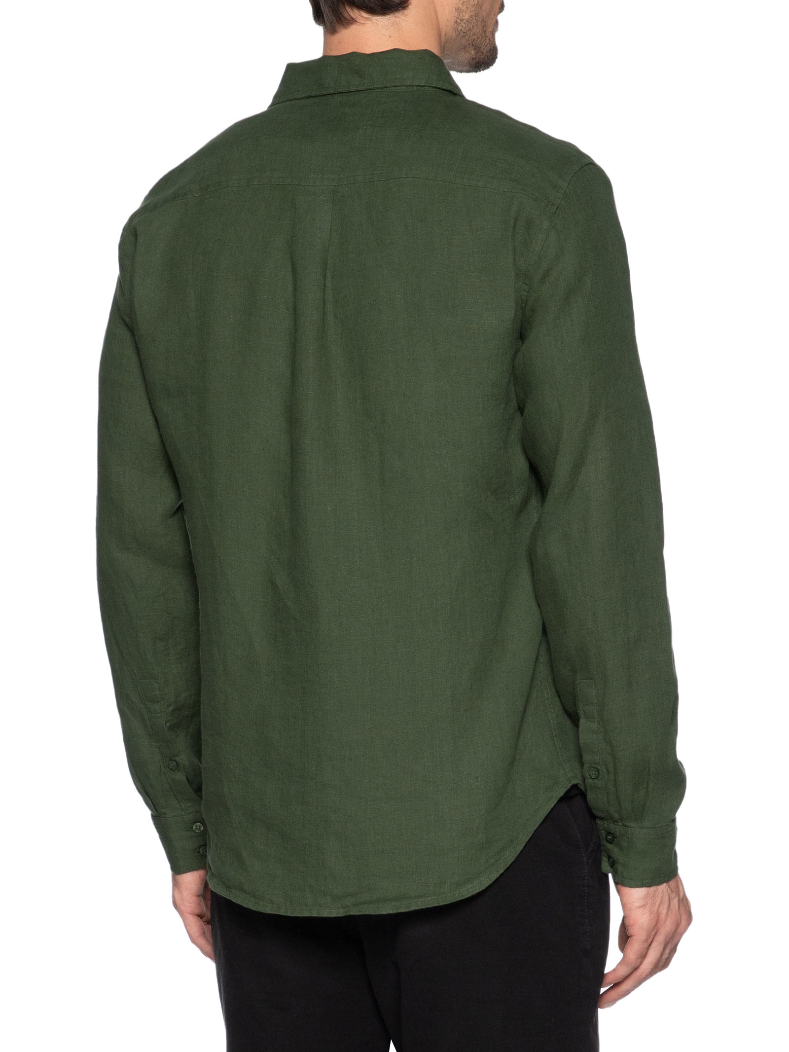 Camisa Masculina Casual Manga Longa Classic Linen Color Verde Osklen