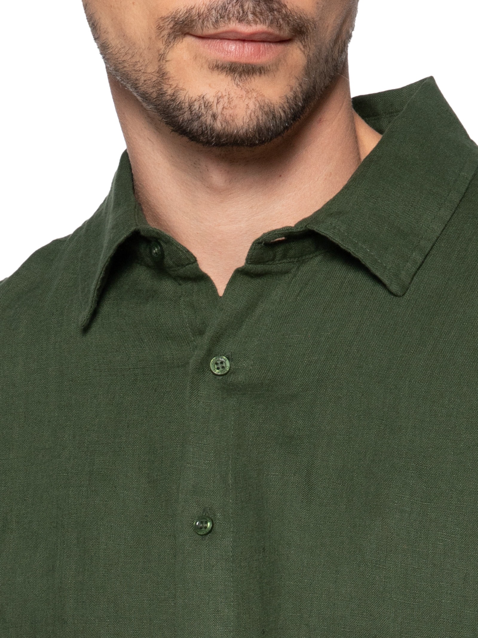 Camisa Masculina Casual Manga Longa Classic Linen Color Verde Osklen