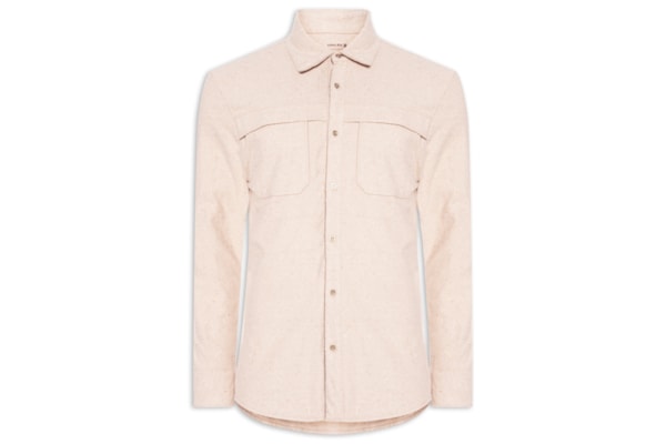 Camisa Masculina Casual Manga Longa Eco Pocket - Bege