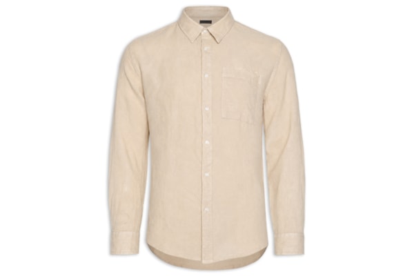 Camisa Masculina Casual Manga Longa Linen Raw - Bege