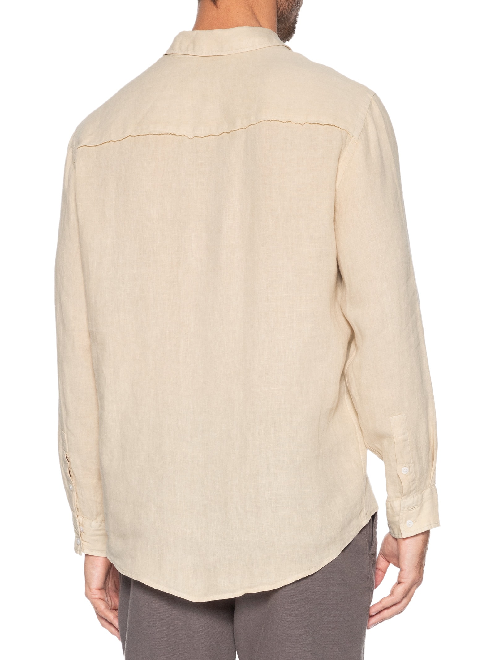 Camisa Masculina Casual Manga Longa Linen Raw Bege Osklen