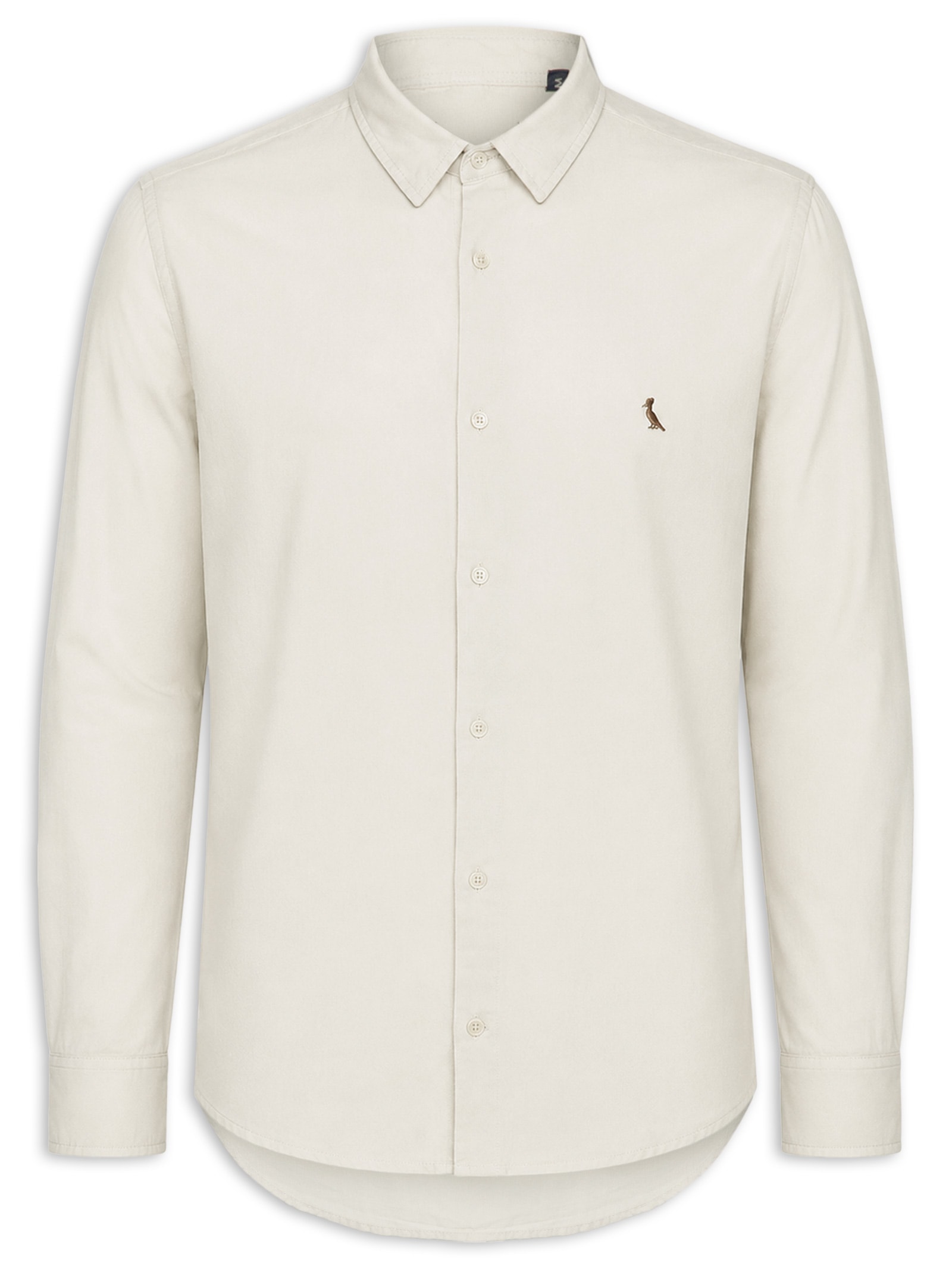 Camisa Masculina Casual Manga Longa Paraty Contraste Bege Reserva