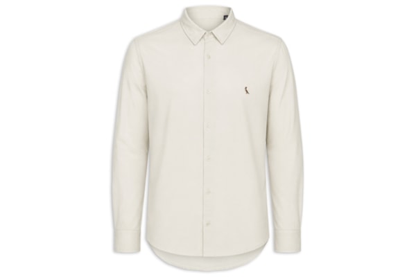 Camisa Masculina Casual Manga Longa Paraty Contraste - Bege