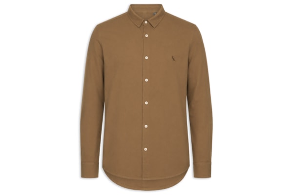 Camisa Masculina Casual Manga Longa Paraty Contraste - Marrom