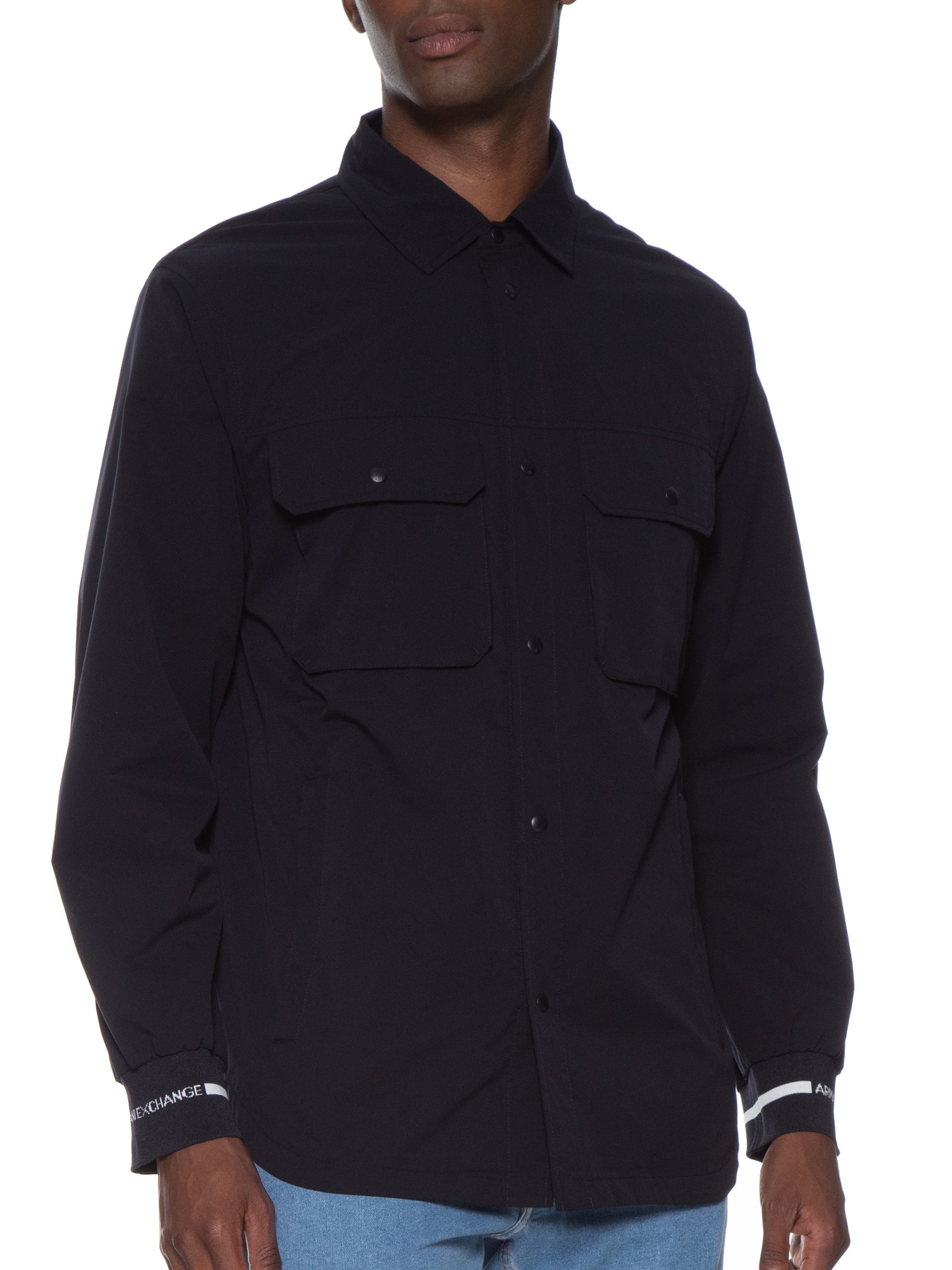 Camisa Masculina Casual Manga Longa Preto Armani Exchange