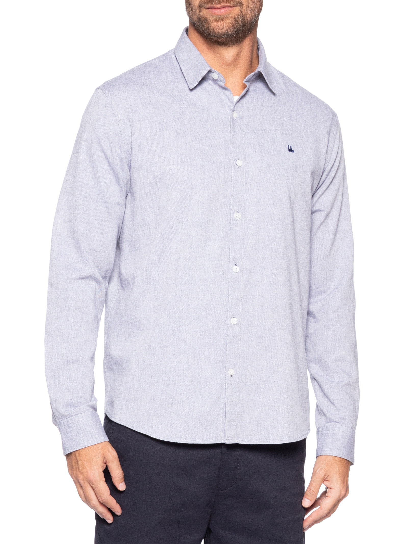 Camisa Masculina Casual Oxford New Azul Foxton