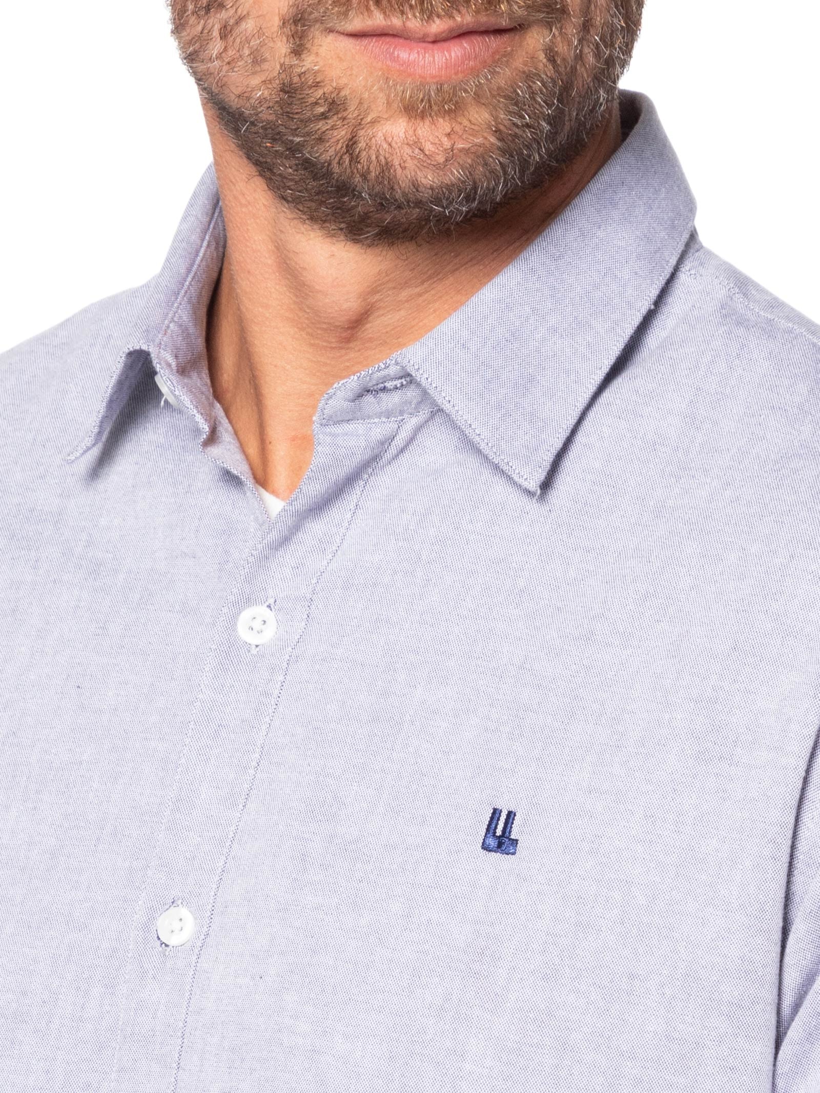 Camisa Masculina Casual Oxford New Azul Foxton