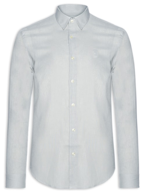 Camisa Masculina Casual Regular Fit Em Linho – Cinza