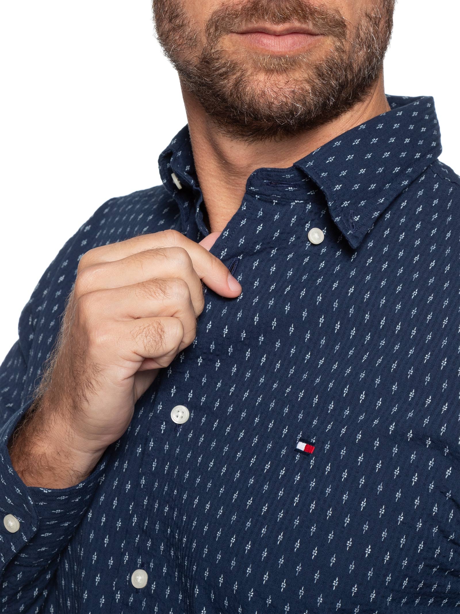 Camisa Masculina Casual Regular fit Estampada Seer Azul Tommy Hilfiger