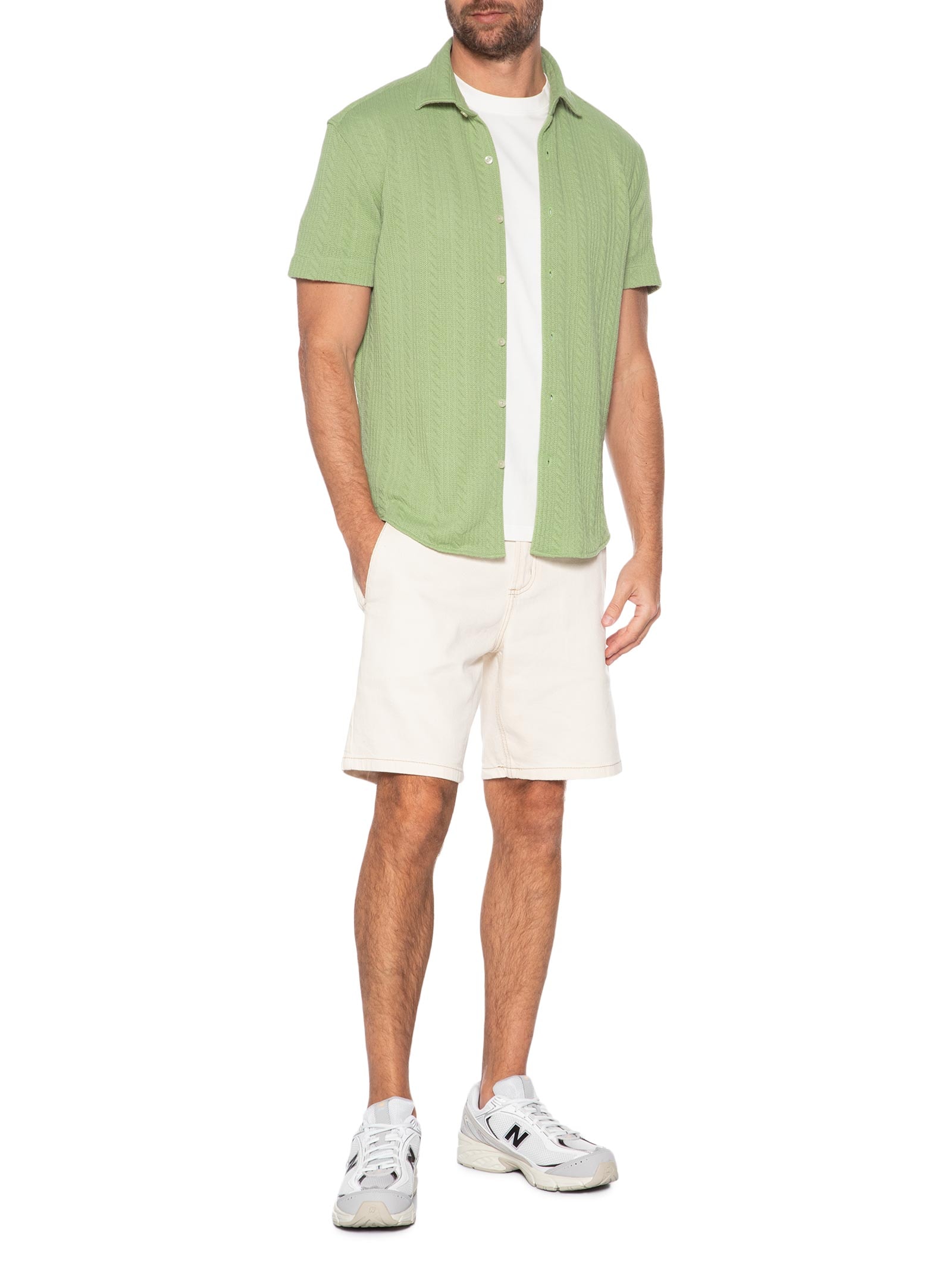 Camisa Masculina Casual Regular Fit Malha De Tricot Trança Verde Sergio K
