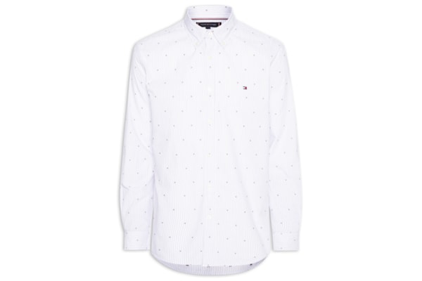 Camisa Masculina Casual Regular Fit Mini Flags Poplin Fil A Coupe - Azul