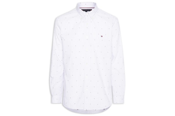 Camisa Masculina Casual Regular Fit Mini Flags Poplin Fil A Coupe - Azul