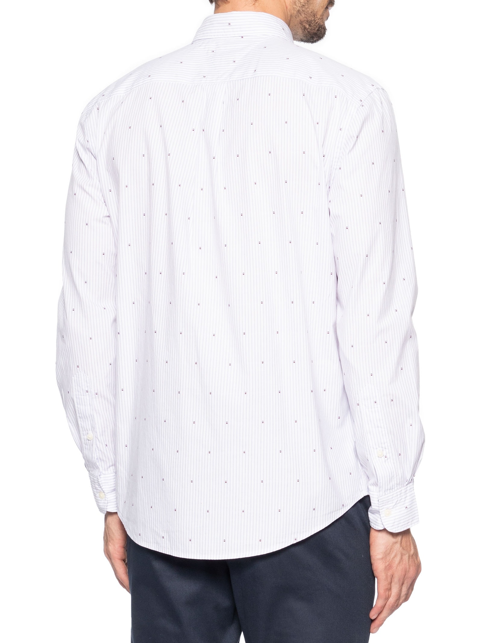 Camisa Masculina Casual Regular Fit Mini Flags Poplin Fil A Coupe Azul Tommy Hilfiger