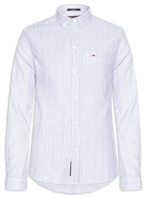 Camisa Masculina Casual Regular Fit Oxford Listrada – Azul