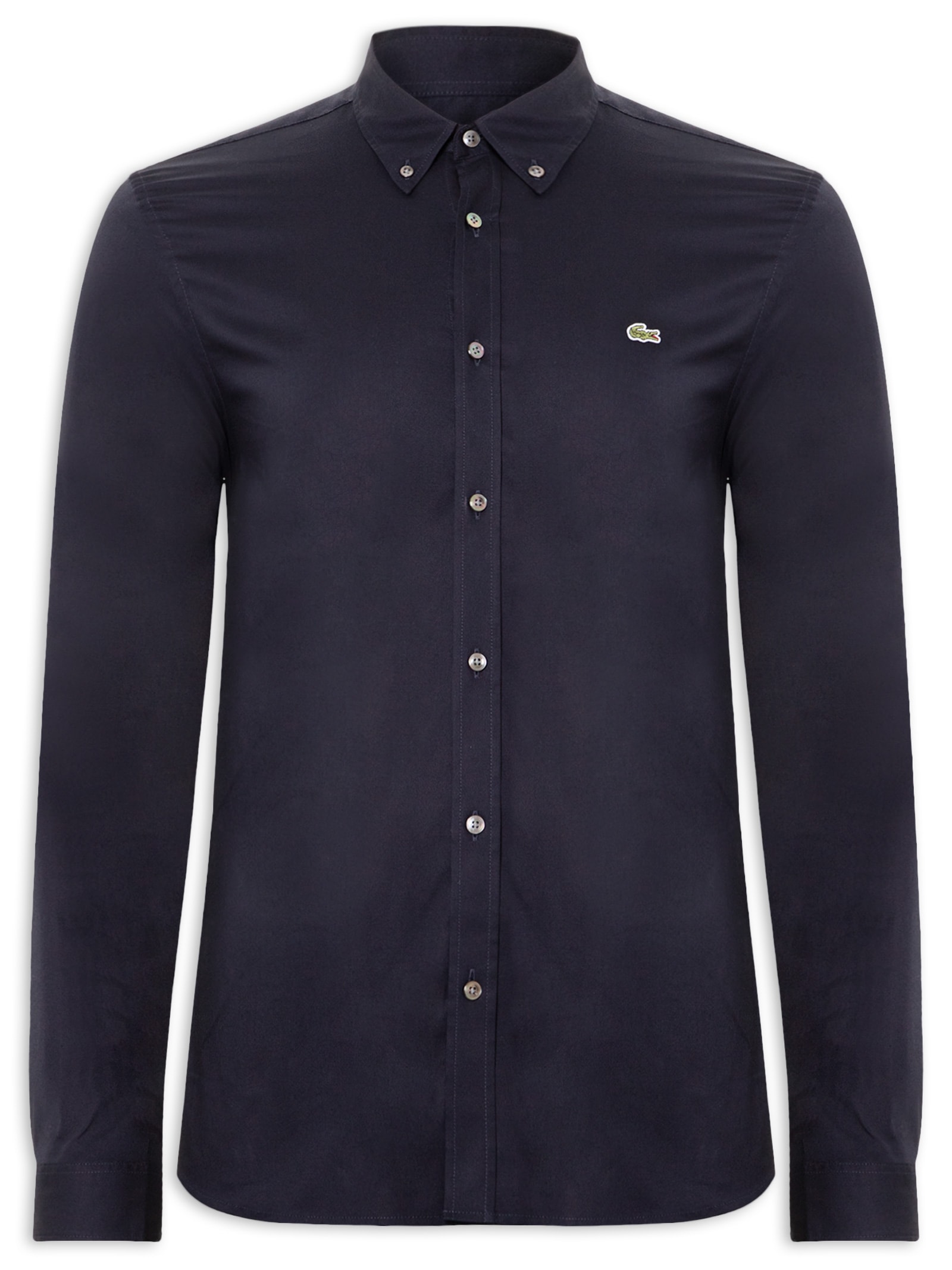 Camisa Masculina Casual Regular Fit Pinpoint Azul Lacoste