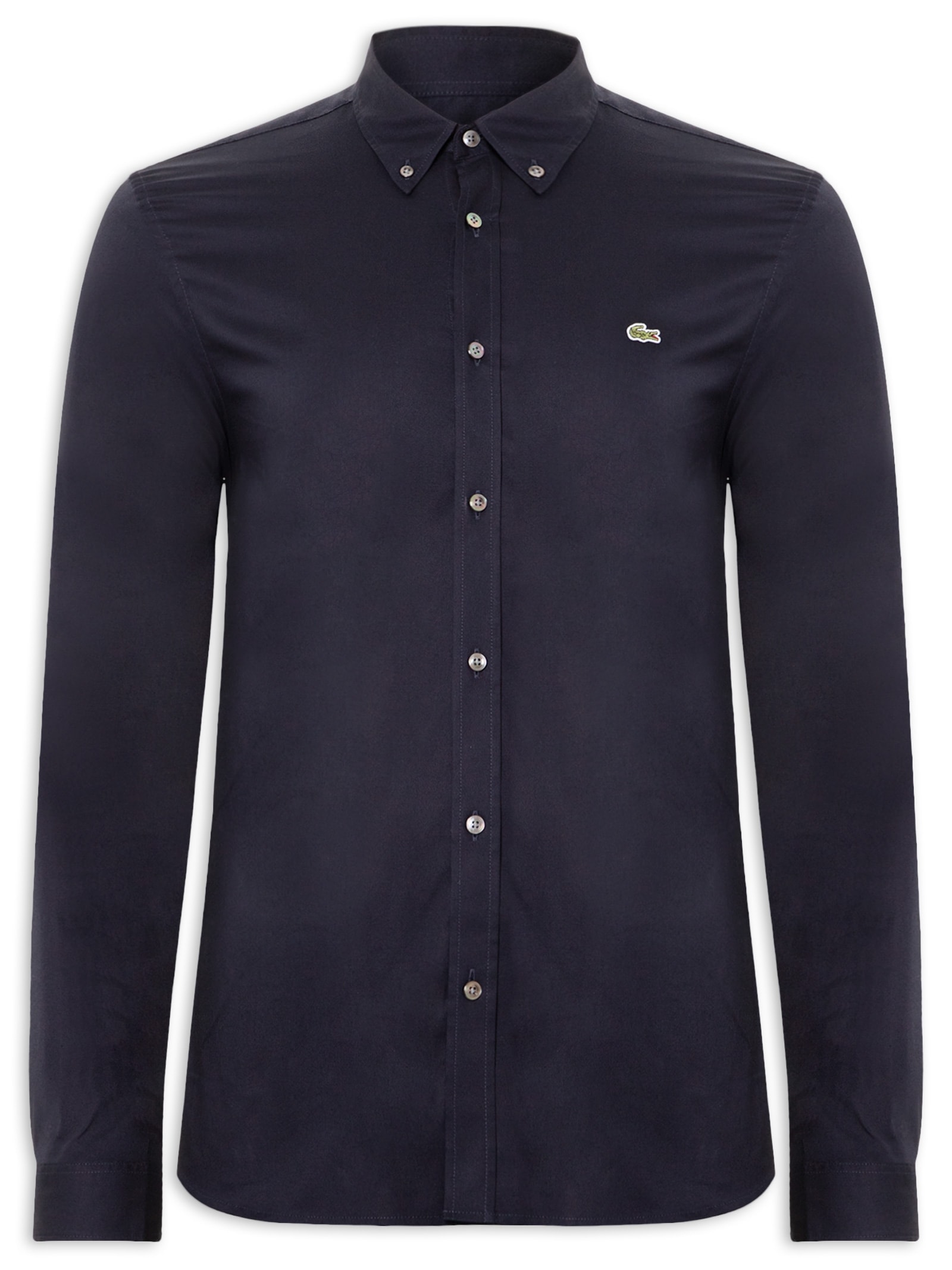 Camisa Masculina Casual Regular Fit Pinpoint Azul Lacoste