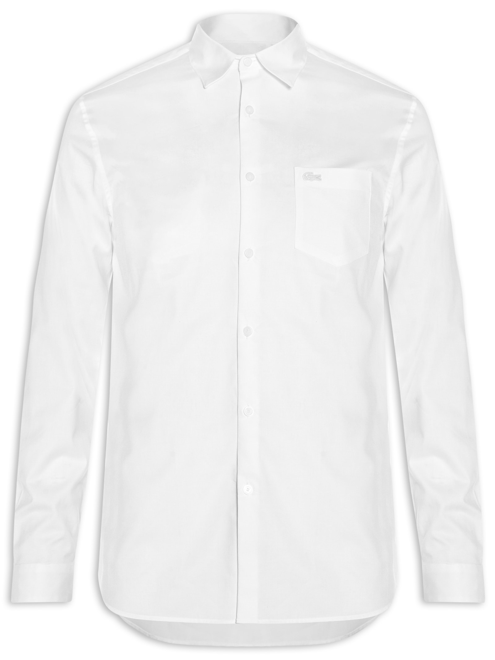 Camisa Masculina Casual Regular Fit Piquet Popeline Branco Lacoste