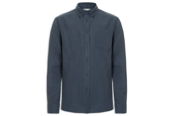 Camisa Masculina Casual Regular Fit Textura - Azul