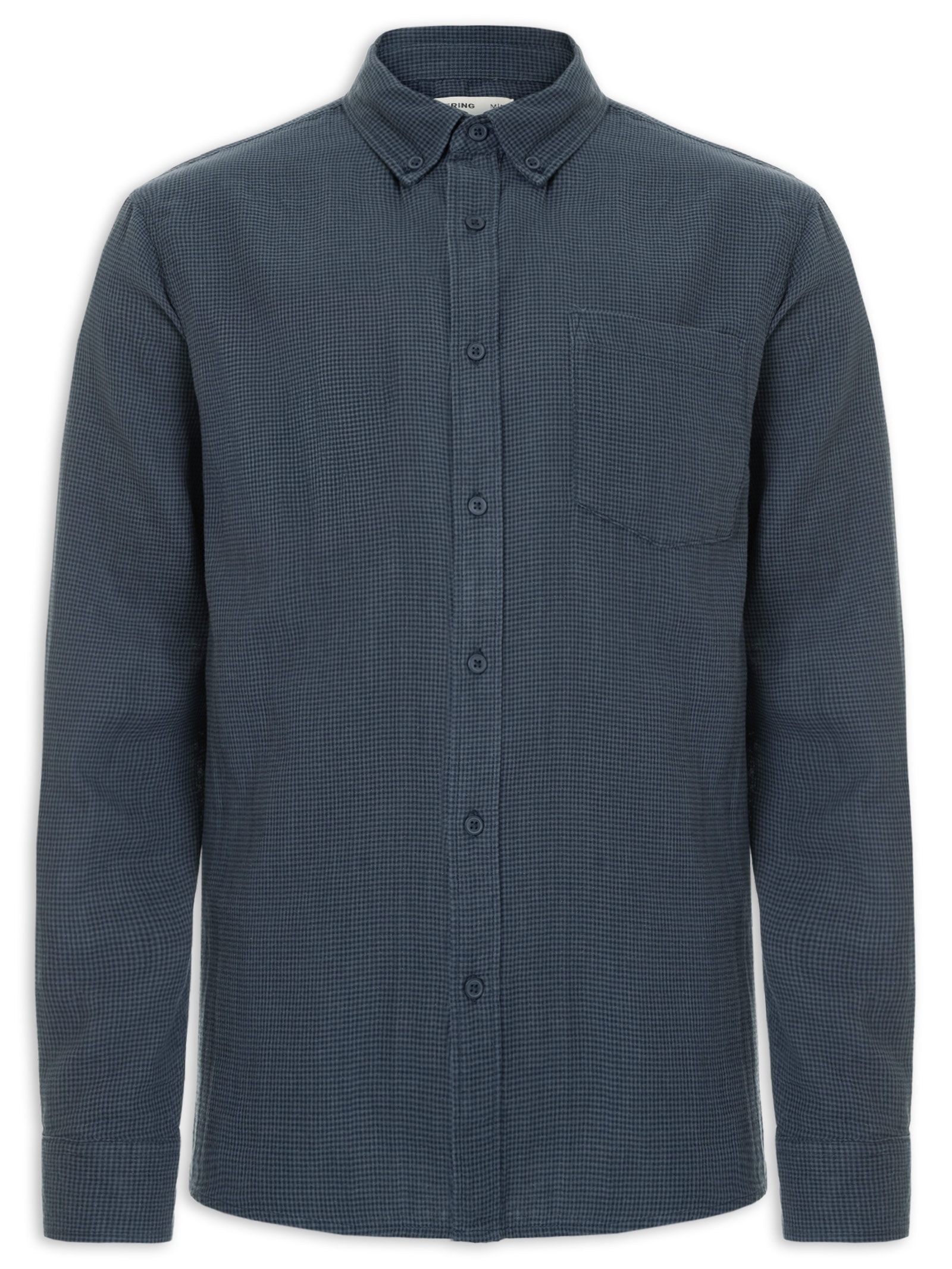 Camisa Masculina Casual Regular Fit Textura Azul Hering