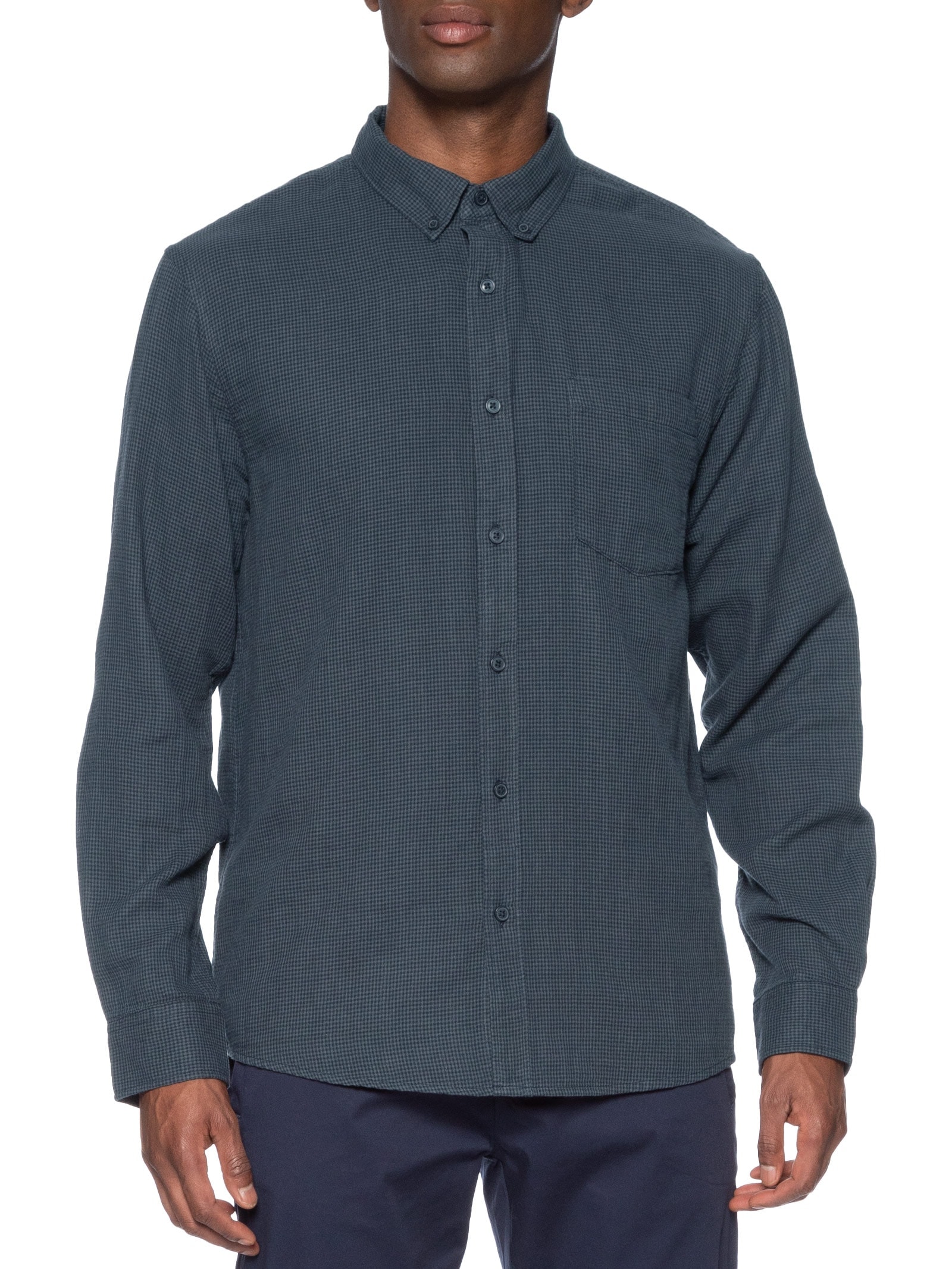 Camisa Masculina Casual Regular Fit Textura Azul Hering