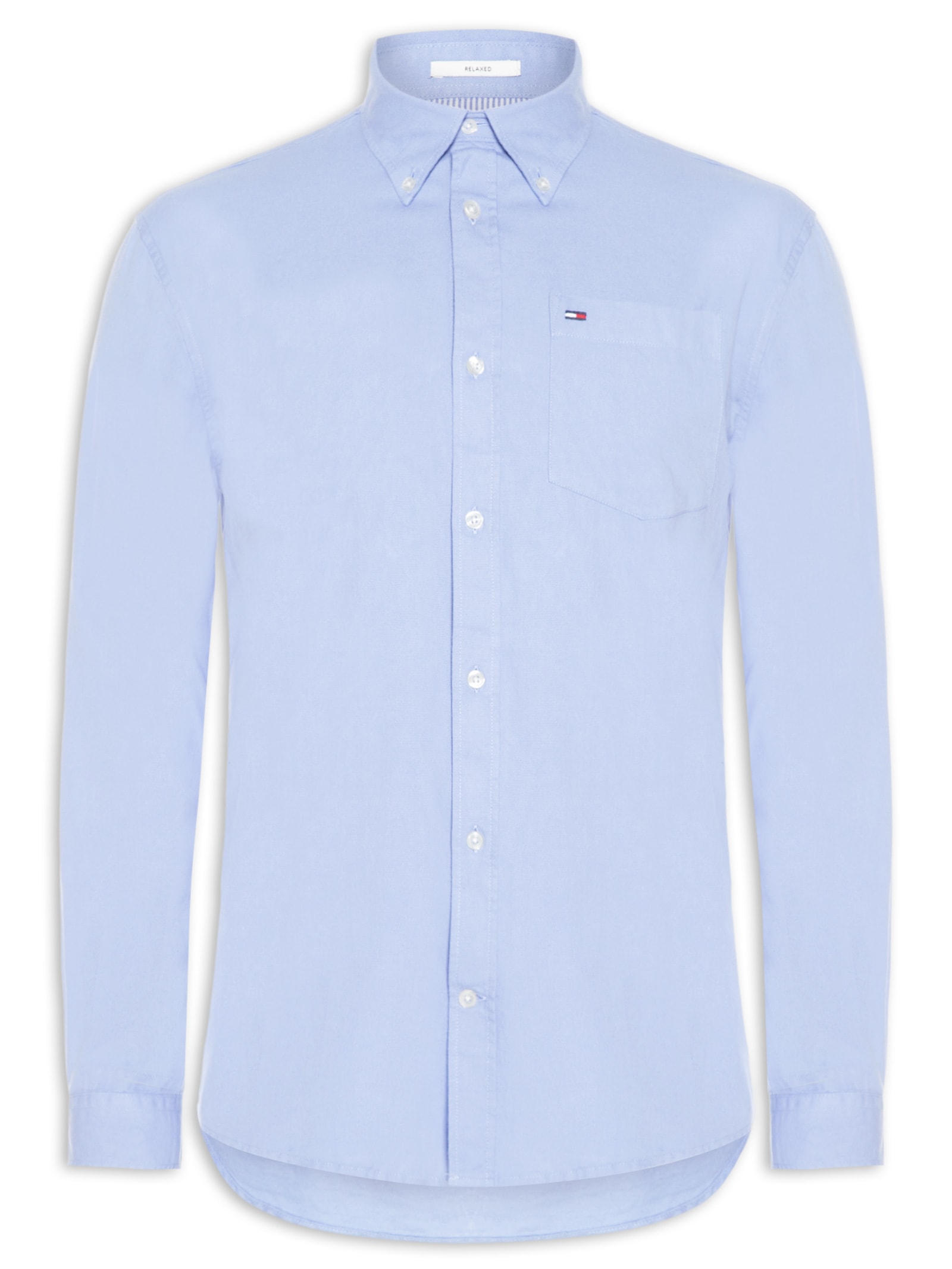 Camisa Masculina Casual Relaxed Fit Com Bolso Azul Tommy Jeans