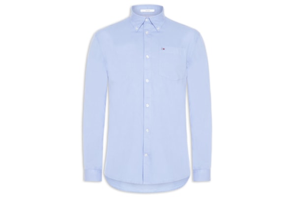 Camisa Masculina Casual Relaxed Fit Com Bolso - Azul