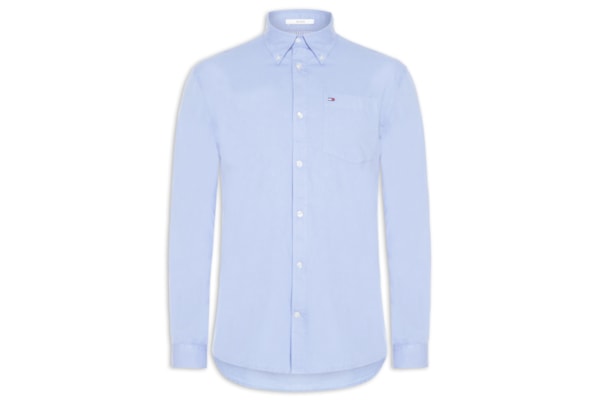 Camisa Masculina Casual Relaxed Fit Com Bolso - Azul
