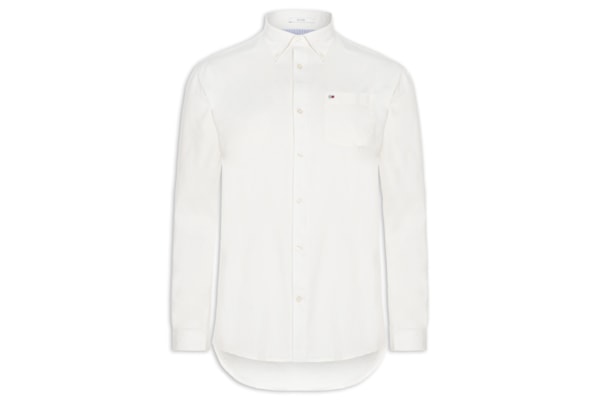 Camisa Masculina Casual Relaxed Fit Com Bolso - Branco