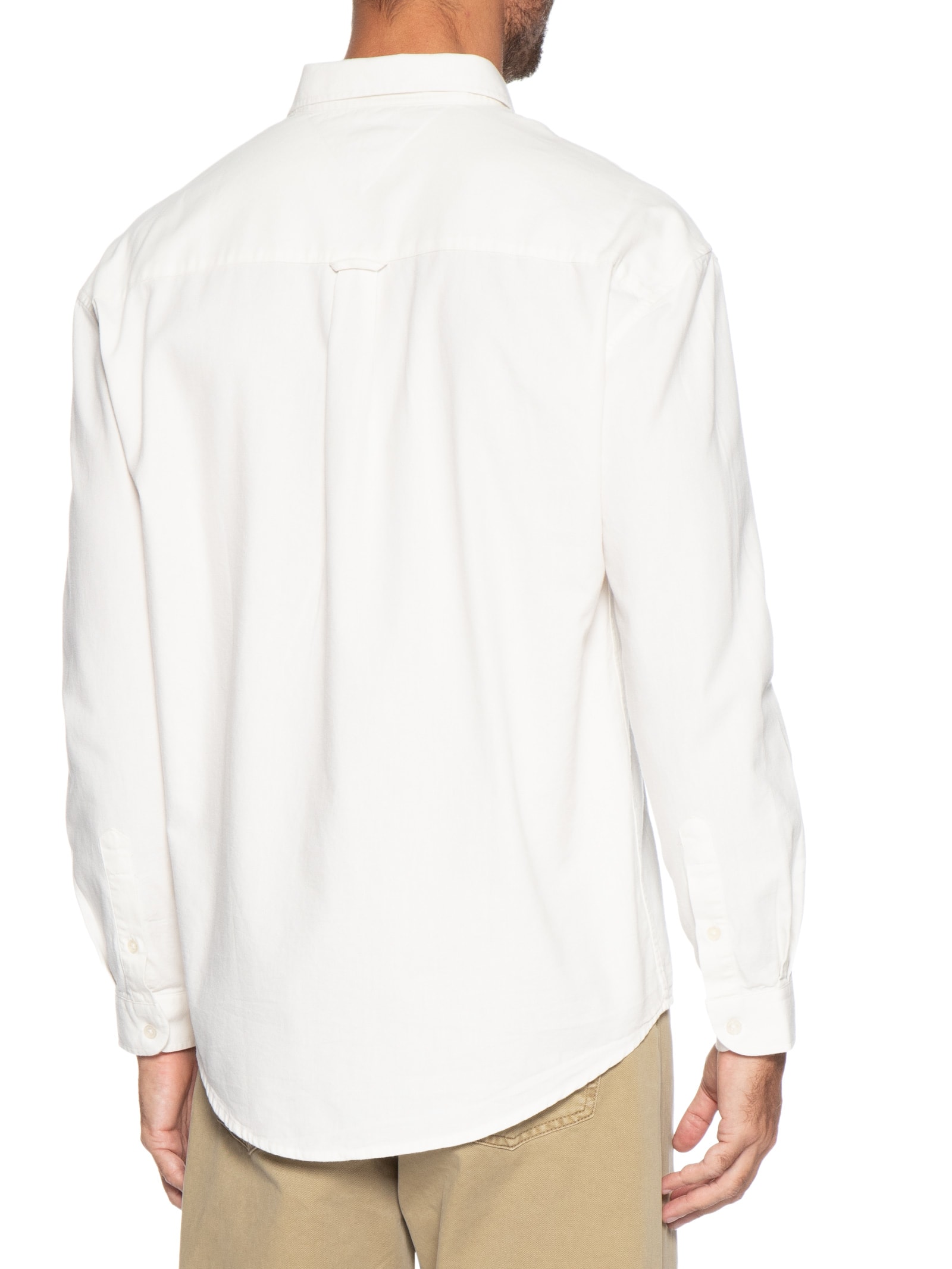 Camisa Masculina Casual Relaxed Fit Com Bolso Branco Tommy Jeans