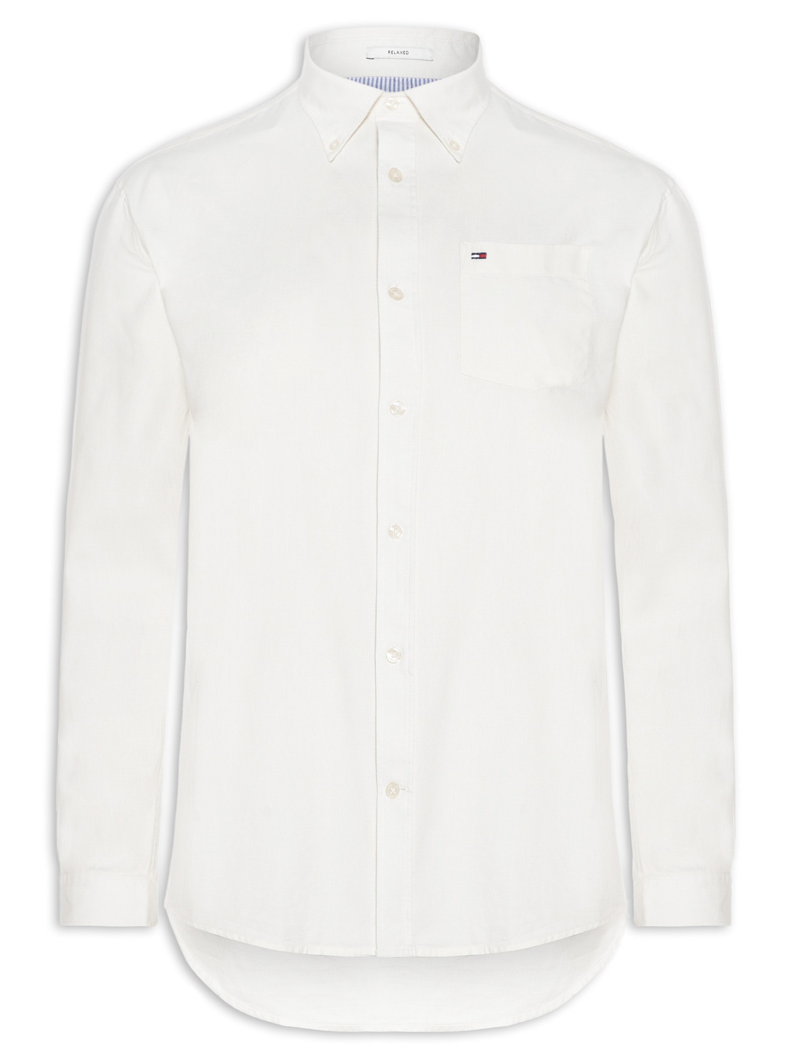 Camisa Masculina Casual Relaxed Fit Com Bolso Branco Tommy Jeans