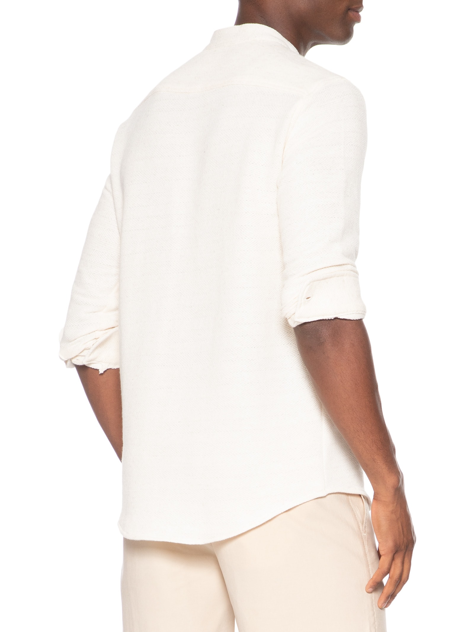 Camisa Masculina Casual Santorini Regular Fit Linho Off White Sergio K