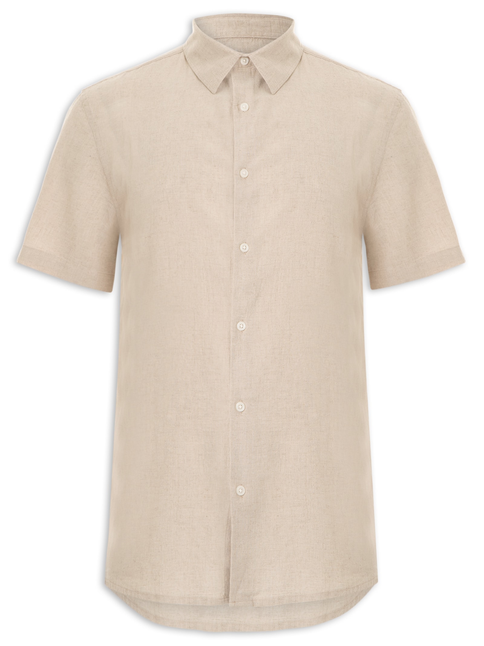 Camisa Masculina Casual Slim Fit Em Linho Com Algodão Bege Hering