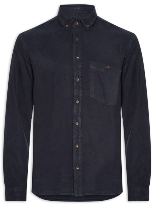 Camisa Masculina Casual Slim Fit Liocel – Azul