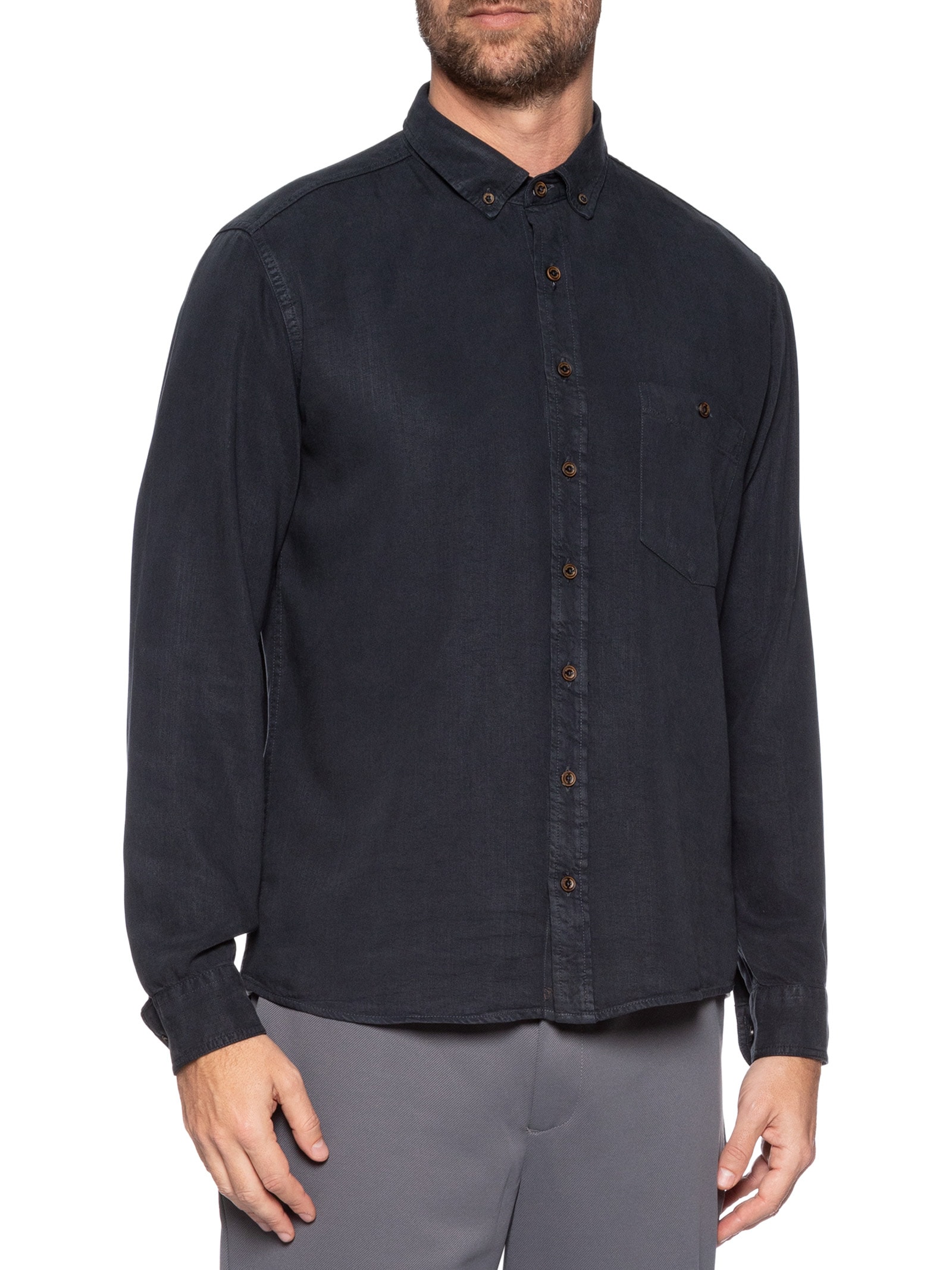 Camisa Masculina Casual Slim Fit Liocel Azul Dudalina